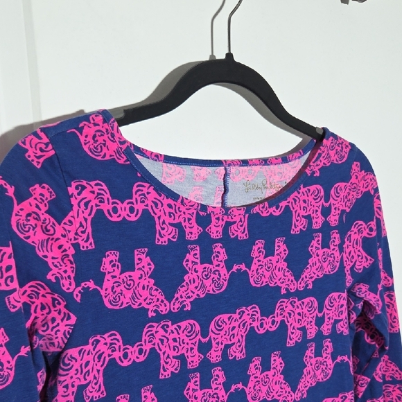 Lilly Pulitzer Navy and Hot Pink Elephant Print Dress 100% Pima Cotton Size XS - Picture 7 of 7